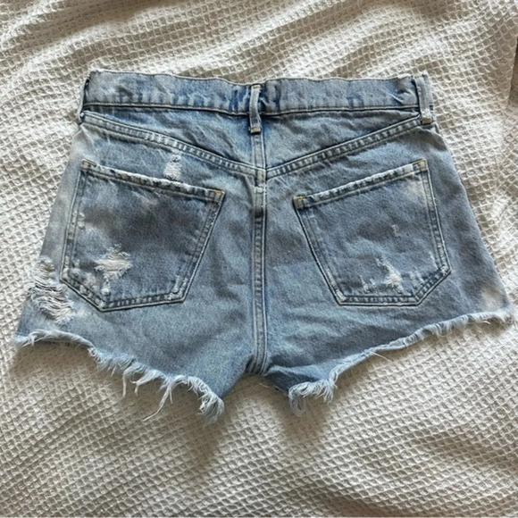 AGOLDE Womens Jaden High Rise Cut Off Shorts 27 Light Wash Destroyed A038-I-811 - Picture 6 of 9